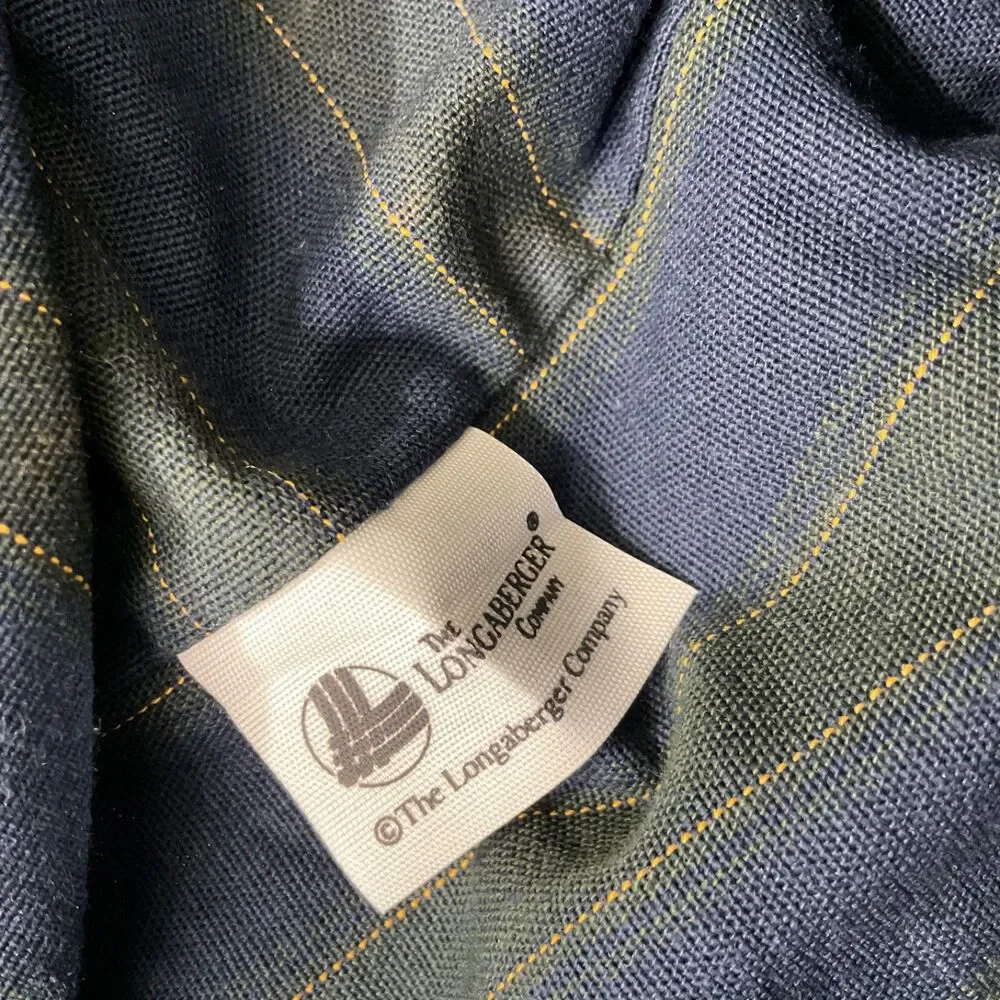 Longaberger Ruffled Tartan blue/ grn Basket Liner Cotton 12”x 6”x 5” tall USA
